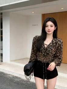 Women Tops - Leopard Print Top - View 6