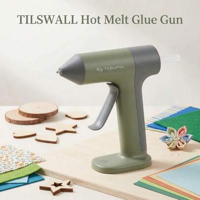Tilswall 50 W Hot Glue Gun For DIY Art, Home Repairs Ithium Electric Hot Melt Glue Gun, Handmade Mini Rechargeable Quick Heat Glue Pen, Heat Insulation High Adhesive Strong-4 Colors