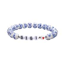 Vòng tay hạt gốm hình trái tim màu xanh trắng tối giản, vòng tay chữ Nana Mimi Mama Grandma, quà tặng vòng tay, quà tặng Ngày của Mẹ, quà tặng Ngày Valentine cho phái nữ - Màu xanh lam - Xem 8