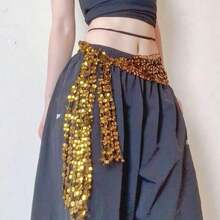 New Jazz Dance Starry Night Butt Curtain Dance Waist Accessory Kpop Waist Scarf Street Dance Fashion  Waist Chain - 黑金 - 查看 13