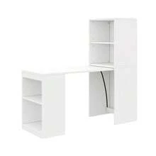 Multifunctional Folding Table Measuring 130x51x137cm That Combines A Desk And Cabinet In One Design, Four Storage Compartments For Efficient Organization, High Load Capacity, White Color. - 白色 - 查看 1