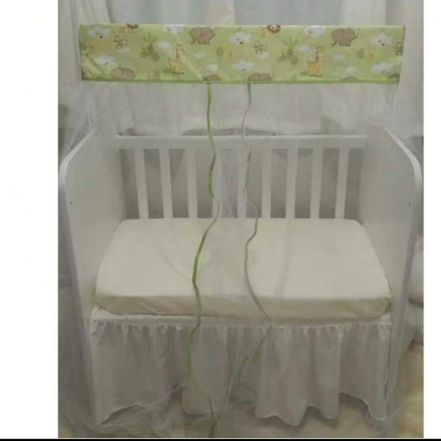 Mosquiteiro Avulso Para **** MINI BERÇO **** Menino Escolha Sua Cor Safari Verde/Bege/Azul - Bando + Tule - Verde - Visão 1