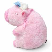Capybara Children's Bag 22cm Plush Hypoallergenic With Compartment - Capybara Bag 22cm Pink - View 3