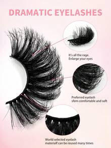 20 Pairs ENCHUW Fluffy Curled False Eyelashes, Natural Voluminous Long Lashes, 5D Dramatic Lashes Suitable For Party - Black - View 3
