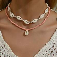 Bộ 2 vòng cổ và vòng chân đính hạt hình vỏ sò phong cách Bohemian, phụ kiện cá nhân hóa nhiều lớp. - vòng cổ - Xem 3