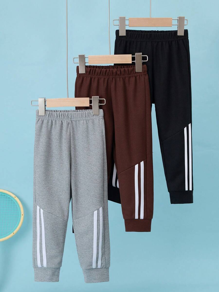 3pcs/Pack Kids' Casual Sweatpants, Thin Ankle-Length Trousers For Daily Wear, Suitable For Boys Aged 3-12, Spring/Summer - Multicolor - View 1