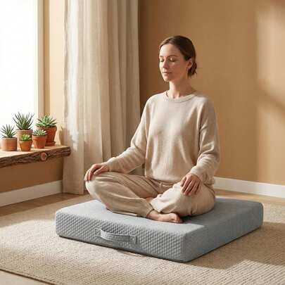 The Square Portable Meditation Cushion Is Made Of High-Resilience Thickened Foam Filling, With A Side Handle Design For Easy Movement Between The Living Room, Bedroom, Or Yoga Studio.