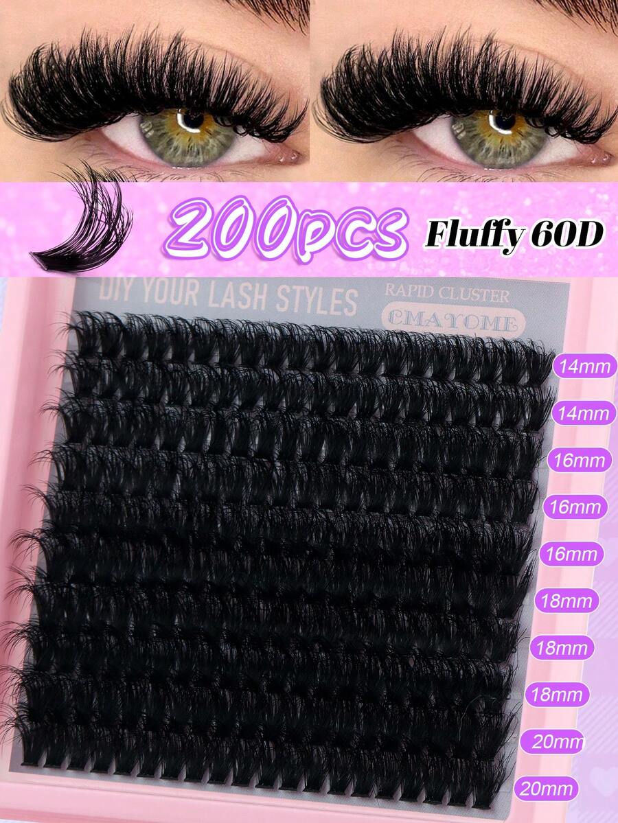 200/180/160/140/120 sợi mi giả 8D cao cấp, mềm mại, tự làm - Độ dài hỗn hợp 14-20mm, mi cong kiểu Nga 0.07mm, dày và có thể tái sử dụng, tạo hiệu ứng ấn tượng cho người mới bắt đầu, dễ sử dụng - 10 hàng (Gói đa dạng 60D/80D/100D/120D/160D/200D)