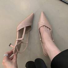 Zapatos de tacón para mujer Sandalias de tacón medio con puntera cerrada de estilo francés para mujer: nuevo modelo de verano con aire chic, ideales para combinar con faldas; zapatos de punta. - Rosa - Ver 3
