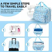 Sewing Machine Carrying Case Universal Tote Storage Bag With Pockets And Handles (Blue Bee) - B - View 3