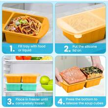 2 Pack Silicone Freezer Trays With Lid For Easy Storage Silicone Soup Freezer Molds 2 Cup Ideal For Making Ice Cubes, Freezing Broths, Sauces And Leftover Food, Leakproof, Easy Release, Dishwasher - 青色+黃色 - 查看 6