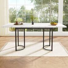 Telescopic Dining Table (140-179.5 X 80 Cm), Extendable Dining Table, Space-Saving Kitchen Table, Metal Frame, Rectangular Dining Table For Dining Room/Living Room, White/Black - 黑與白 - 查看 12