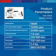 180W Bosch Handheld Electric Sander, Max Speed 12,000 RPM, Includes 3 Sanding Sheets, Efficient Dust Collection System, Suitable For Wood And Surface Polishing. (Package Includes EU Plug Adapter, Needs To Be Used With The Adapter) - Multicolor - View 8
