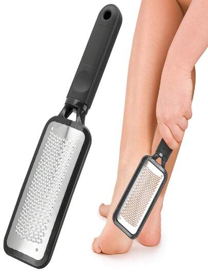 1pc Foot Scrubber, Black Heel Callus Remover, Stainless Steel Foot File, Suitable For Cracked Heels