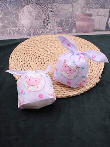 35pcs/Set Eid Al-Adha Cute Sheep & Rabbit Ear Candy Bags, Light Purple Cartoon Style, Suitable For Cookies, Pastries And Party Favors Packaging - View 3