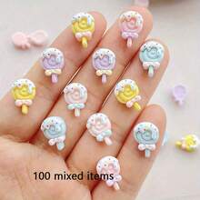 20/50/100pcs Mixed Random Mini Cute Colorful Lollipop & Ice Cream Nail Jewelry Alcohol-Free Nail Art Accessories For Women And Girls - Nail Art Lollipop - View 8