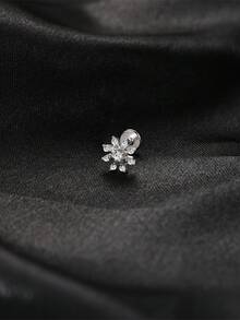 1 chiếc khuyên tai bạc 925 cao cấp hình bông tuyết đính đá Moissanite, kiểu dáng phẳng, ít gây dị ứng, thích hợp cho nữ và bé gái đeo hàng ngày, quà tặng Ngày của Mẹ, quà cưới. - Bạc - Xem 3