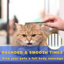 Bộ 2 lược chải lông thú cưng bằng thép không gỉ đầu tròn, lược đa chức năng gỡ rối, dụng cụ chải lông nhẹ nhàng cho mèo, chó, thỏ và mọi loại thú cưng có lông. - Xem 10