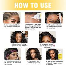 Goiple Waterproof Lace Glue Kit Wig Lace Bond Melting Spray Extra Hold For Lace Front Glueless Adhesive, Includes Lace Melting And Holding Spray, Wig Glue, Adhesive Remover, Rat Tail Comb, Teasing Brush, Double Sided Brush, Eyebrow Trimmer, Elastic Hair Band, 4PCS HD Wig Caps - 100ml - 查看 10