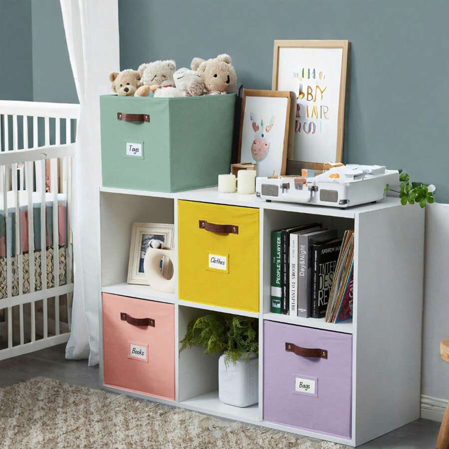 3/4/6pcs Foldable Cube Storage Bin, Clothes Orgainzer,Labeled Storage Cub,Es Toy Storage Box, Shelves Baskets For Kallax Linen Closet Organizers (Cube Size 10.5x11") - 彩色 - 查看 1