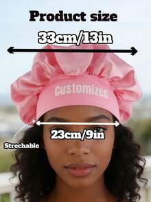 Custom Text Satin Bonnet, Personalized Hair Bonnet Elegant Minimalist Night Care Cap, Customized Soft Sleep Hat Gift For Mothers Day Birthday Anniversary, Customizable Beauty Hair Wrap For Women Wife Bedroom Night Routine Gift, Bathroom, Everyday Life, Couples - Multicolor - View 3