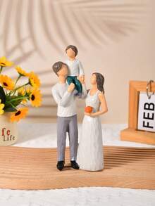 1pc Creative 3-Person Family Sculpture, New Parents Gift, Couple Gift, Mother & Son, Father & Son Statue, New Mom Gift, Resin Sculpture, Home Decor, New Dad & Mom Gift - Multicolor - View 13