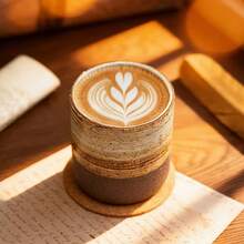 1 cană de cafea ceramică cu textură periată în două tonuri, cadou perfect de aniversare pentru el, cadou creativ de absolvire și cadouri amuzante pentru bărbați, căni de cafea la modă, articole esențiale pentru barul de cafea pentru bucătăria de acasă și birou, cană artizanală de 250 ml pentru latte, cappuccino și băuturi calde, cadou indispensabil în stil oriental și cu tematică deșert. - Multicolor - Vizualizare 3