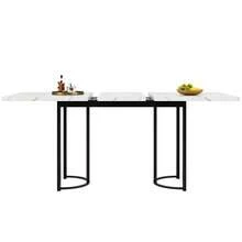 Telescopic Dining Table (140-179.5 X 80 Cm), Extendable Dining Table, Space-Saving Kitchen Table, Metal Frame, Rectangular Dining Table For Dining Room/Living Room, White/Black - 黑與白 - 查看 8