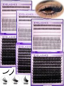 18 Rows D DD Curl Lash Clusters Kit 100D 80D 60D With Lash Spikes & Bottom Lashes DIY Eyelash Extensions - C - View 1