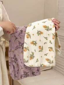 印花吹风帽、新款吸水速干发带、珊瑚绒花卉浴帽、干发巾 - 彩色 - 查看 7