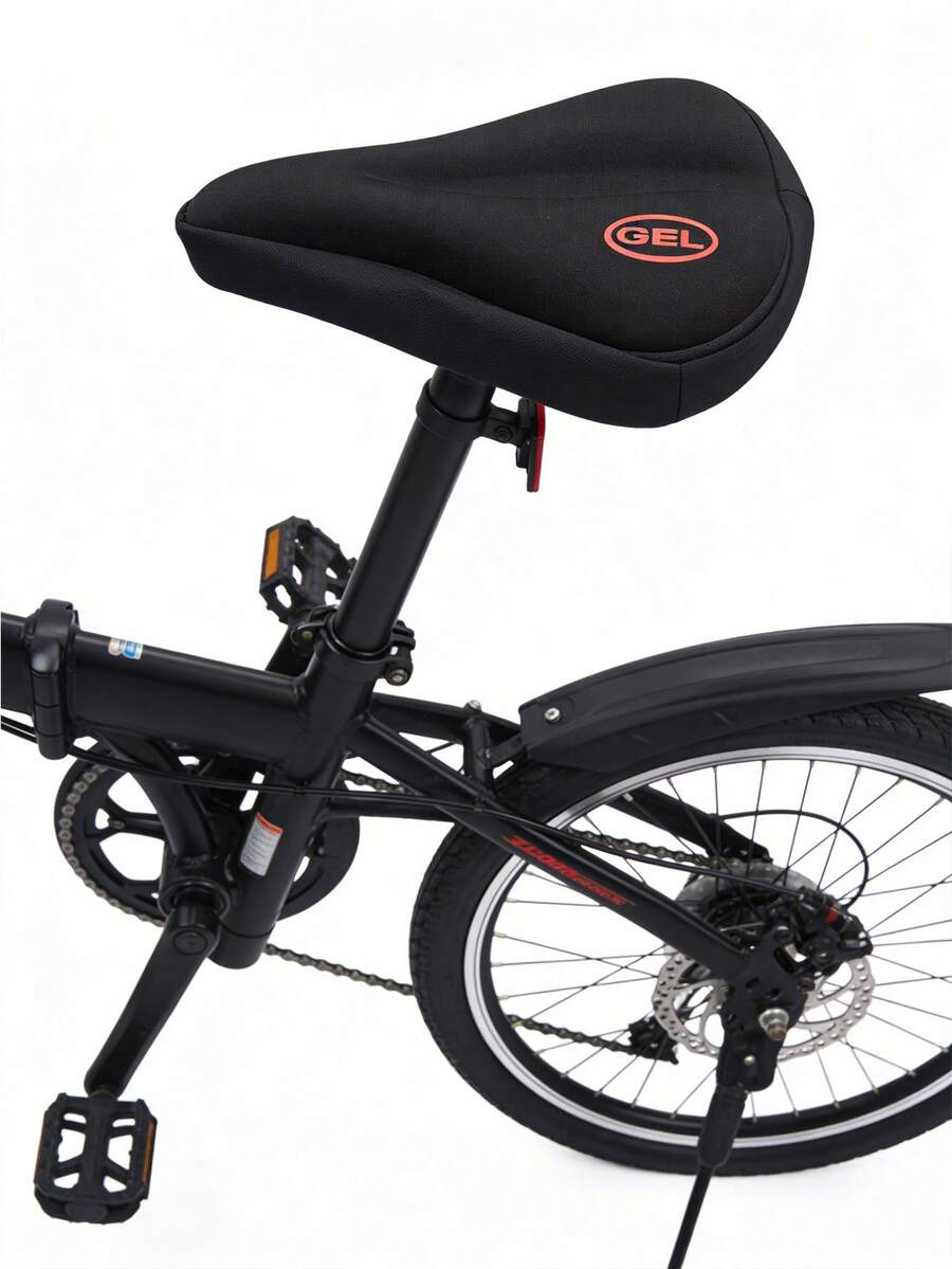 1pc Extra Large & Wide Bicycle Silicone Seat Cover, Thickened Mountain/Electric Bike Saddle Cushion - Black - View 1