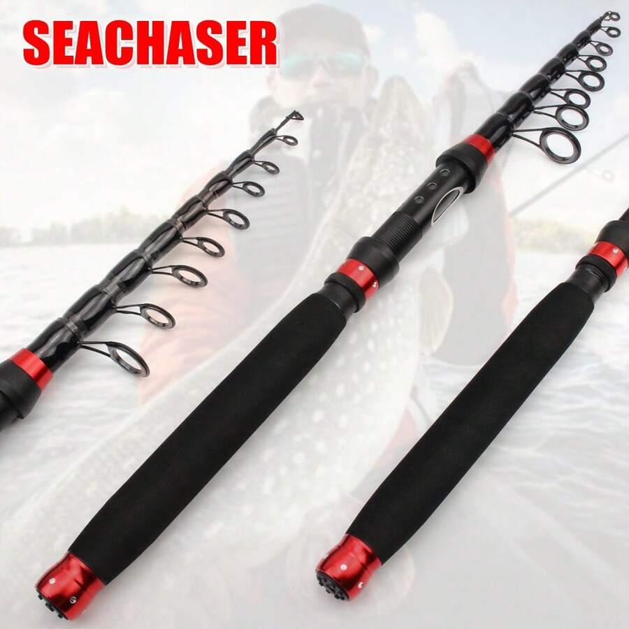 1.8m-3.0m Mini Telescopic Fishing Rod, Compact & Portable, Long Distance Casting, Practical For Various Water Bodies - Black - View 1