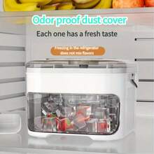 Bandeja de doble capa, de plástico resistente, bandeja de almacenamiento para refrigerador, adecuada para café, jugo, bebidas frías - ideal para almacenamiento en el refrigerador de fiestas y campamentos al aire libre, artículo esencial para campamentos al aire libre, cocina moderna, bandeja de enfriamiento de jugo, enfriamiento de bebidas, fabricante de hielo de doble capa, fabricante reutilizable, organizador de refrigerador, molde de un solo paquete con gran capacidad, adecuado para refrigeradores pequeños, viene con tapa. Este recipiente de almacenamiento de doble capa permite el apilamiento. - Ver 7