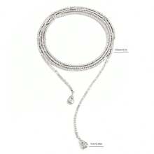 Collier Y minimaliste avec perle cube en argent multicouche, collier ras-du-cou élégant avec pendentif à gland pour femmes - Argent - Voir 2