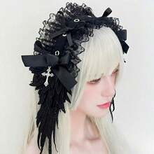 1pc Lolita Angel Wings Headband, Gothic Dark Angel Headdress Hair Accessory, Subculture Punk Hairband - White - View 7