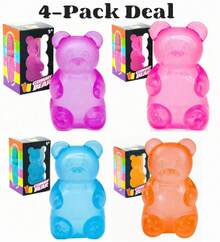 New Bear Shaped Squeeze And Release Toys, Slow Rebound Release Toys, Casual Holiday Gifts, High Aesthetic Dopamine Colors- Soft And Slow Back,Sticky Stress Relief Toy,Cute Stuff,Travel Portable Fidget Squeeze Toys,Squishy,Perfect For All Ages Austism,Ideal Holiday Gifts,Fun Cute Gift,Birthday Gifts,Easter Gifts,Halloween Gifts,Christmas Gifts,Christmas Stocking Fillers,Party Bag Fillers - 4pcs - 查看 1