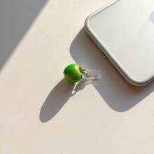 1pc Green Apple Artificial Fruit Phone Dust Plug Pendant Charm Accessory Decoration Protector Compatible With Iphone Type-C Port - Green - View 10