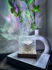 1pc Creative Aurora Wave Effect Projection Lamp, 16 Color LED Light, Touch/Remote Control, Dimmable Ambient Lighting, Glass Art Decor Lamp, LED Starry Sky Projection Lamp, Suitable For Bedroom, Living Room, Holiday & Party Gifts - Multicolor - View 6