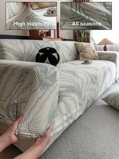 1pc Plush Fleece Stretch Sofa Cover, Pet-Friendly Non-Slip Durable, Machine Washable Non-Fading, Holiday Decor Adds Ambiance Protects Sofa, Fits 1/2/3/4 Seater Sofa, Comes With Anti-Slip Stick