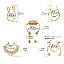 5pcs/20pcs Mixed False Nose Ring Set, False Nose Ring Stainless Steel Septum Ear Accessories, Fashionable Spiral Style Without Perforation - 黑色 5 件/套 - 查看 3