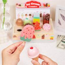 Wooden Ice Cream Cart Role Play Toy, Colorful Mobile Dessert Cart Set, 3+ Years Old Children Role Play Props, Complete Ice Cream And Popsicle Accessories Pack, Interactive Simulation Game, Suitable For Sweet Summer Theme Indoor And Outdoor Play Activities - Multicolor - View 10