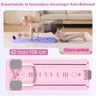 Tabla de Entrenamiento Abdominal Multifuncional | Plegable, Color Rosa | Ideal para Ejercicios en Casa