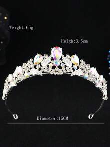 1 chiếc vương miện cài tóc cô dâu kiểu Baroque hình giọt nước bằng thủy tinh và hợp kim, phụ kiện quà tặng cho dịp lễ, sinh nhật, tiệc tùng, sự phát triển. - Nhiều màu - Xem 4