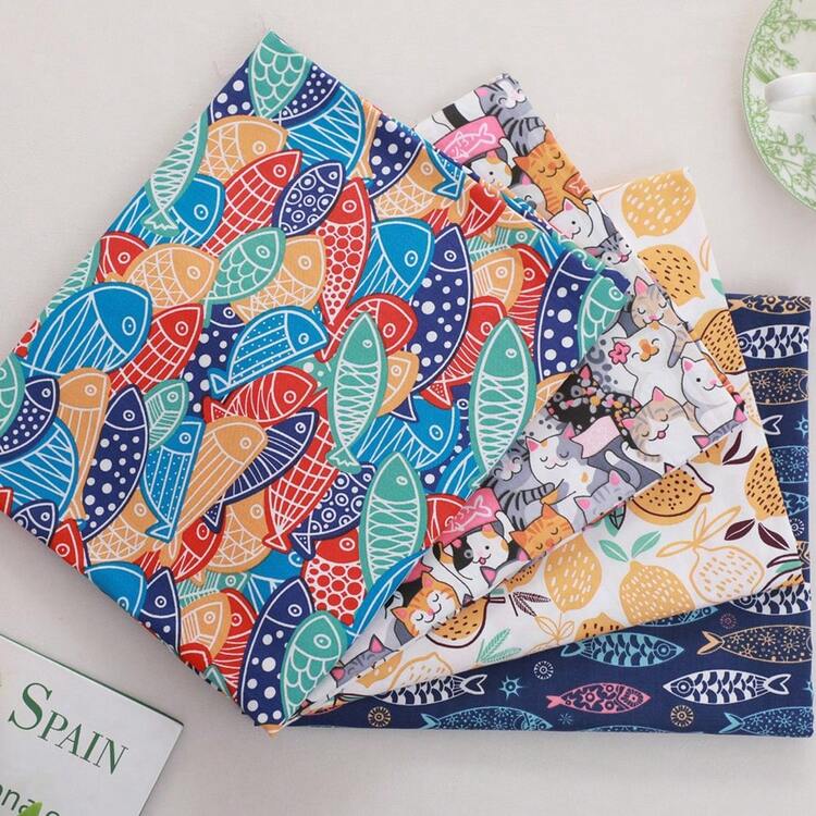 4Pcs Multi Color Patchwork Fabric Bundles For DIY Quilting And Cloths - A - View 1