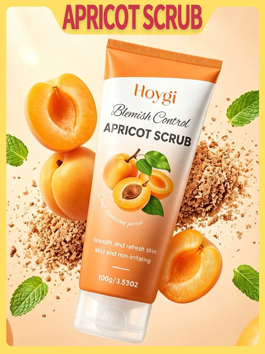 OceAura 1 Box 100g Apricot Body & Face Scrub, Gentle Exfoliating Scrub For Face And Body, Comfortable Fragrance Cleansing, Mild Moisturizing Refreshing, Non-Tightening Soft And Smooth Facial Cleansing, Deep Cleansing Exfoliation For Men And Women, Improve Keratosis Cleanse Pores, Daily Body Care, Easy To Use And Convenient To Carry For Travel