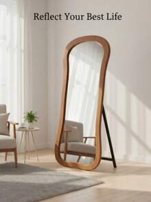French Retro Full Length Mirror, Geometric Asymmetrical Dressing Mirror With Vintage High-End Vibe, Suitable For Hallway - 1PC - View 5