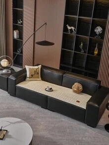 1件纯色法兰绒沙发垫套，现代奢华沙发套，防滑防尘，贴合沙发，四季皆宜，抗皱，质地柔软细腻，保护沙发，可机洗，不变形，不褪色，经久耐用，防宠物抓挠，防污渍，沙发翻新，沙发装饰，提升氛围，适用于1-4人座L型沙发 - 米色 - 查看 7