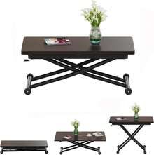 Extendable And Extendable Table, Functional Coffee Table For Kitchen, Dining Room, Living Room, Desk, Suitable For Dining Room With Small Space, Living Room, Kitchen, Study - Dark Walnut - View 2