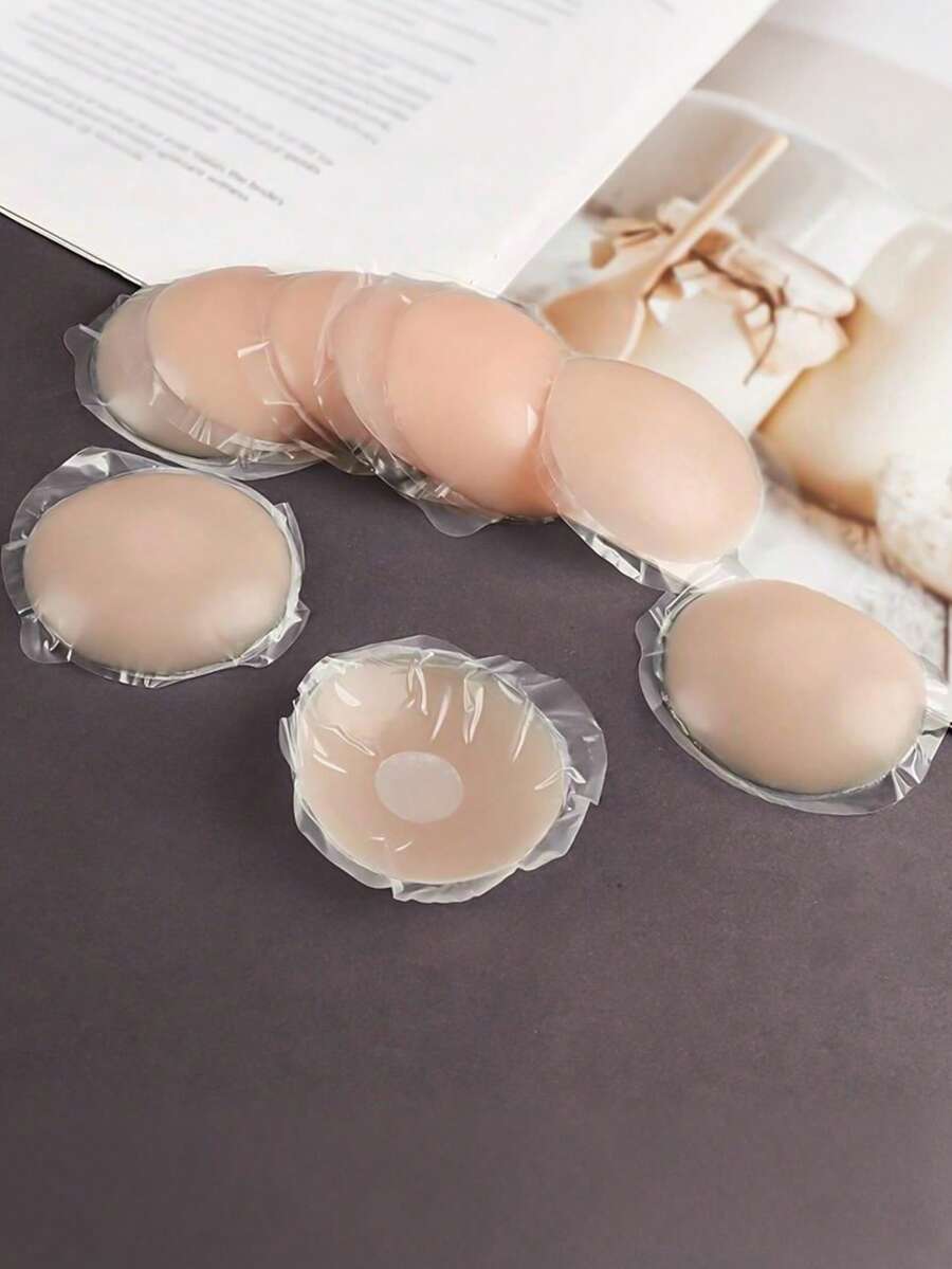 10片装硅胶隐形乳贴，防水，超薄，无痕胸贴，适用于露背、无肩带连衣裙、泳装 - 杏色 - 查看 1