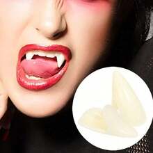 5pcs/Set Vampire Teeth, Suitable For Cosplay Props And Halloween Parties, Halloween Costume Props, Gothic Parties, Plastic Vampire Fangs With Hot Melt Adhesive, Zombie Teeth, Theme Events, Costume Accessories, Weird Aesthetics, Weird Props, Cosplay Enthusiasts, Instruction Manual Included - Teeth - View 4